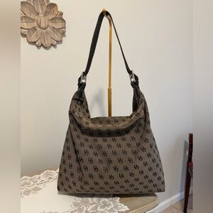 Dooney and Bourke Black&Brown Monogram Large Canvas and Leather Tote 18x13